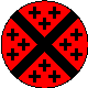 Echt (oud), Rood met zwart kruis over hele cap en kleine zwarte kruizen Echt (oud), Rood met zwart kruis over hele cap en kleine zwarte kruizen
