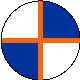 Nederweert, Blauw, met witte vlakken en een oranje kruis Nederweert, Blauw, met witte vlakken en een oranje kruis